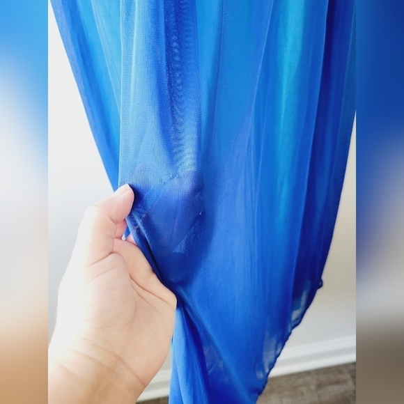 City‎ Triangles blue color formal prom dress with rhynestones size 13 - Picture 6 of 8